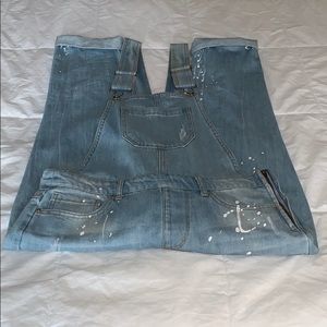 Forever 21 Navy Blue Distressed Paint Splatter Overall!